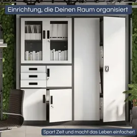 Jan Nowak Vitrinenschrank GEDO 185 x 90 x 40 cm Anthrazit-Weiß