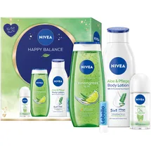 NIVEA Happy Balance Körperpflege-Geschenkset Lotion 4-teilig