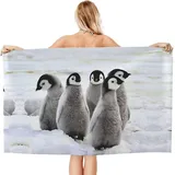 Buohwiwe Pinguin Strandtuch 90x180 cm, Weich Schnell Trocknen Microfaser Handtücher, 3D Strandhandtuch Pinguin Strandtücher Badetuch Strandlaken Handtuch Herren Frauen Badetücher