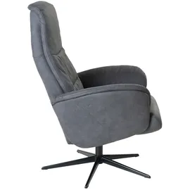 Hjort Knudsen Relaxsessel mit Hocker KALYPSO, Anthrazit - Schwarz - Mikrofaser - Metallgestell - mit Relaxfunktion