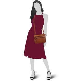 Spikes & Sparrow Umhängetasche echt Leder, braun