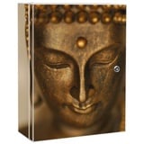 banjado Medizinschrank Stahl Buddha Gold (abschließbar, 3 große und 2 kleine Fächer) 35 x 46 x 15cm weiß