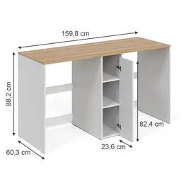 Vicco Waschmaschinenschrank Viktor, Weiß/Artisan-Eiche, 159.8 x 88.2 cm mit 3 Fächern,