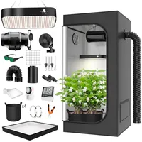 TOPRON Growzelt Komplettset Anbau Set mit 200W LED Vollspektrum Grow Lampe Dimmbar, 140x140x200cm GrowZelt Kit Komplettes Hydroponics Grow Tent Complete Set(140x140x200cm)