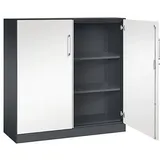 Flügeltürenschrank ASISTO Höhe 1292 mm Breite 1200 mm 2 Fachböden schwarzgrau/verkehrsweiß. C+P 53883149