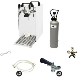 Komplett Set - Zapfanlage, Bierzapfanlage - Kontakt 40 2-leitig Trockenkühler, Durchlaufkühler 50 L/h, 5 Liter Adapter,5 Liter Adapter