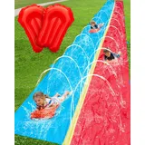 Spring Water Rutsch- und Wasserrutsche für Kinder, 12,2 m, extra lang, 2 Bahnen, Rutsch- und Wasserrutsche mit Sprinkler, Gaint-Wasserrutschen mit 2 aufblasbaren Bodyboards, Outdoor-Spaß