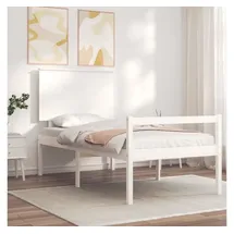 vidaXL Seniorenbett Mit Kopfteil 90x200 Cm Weiß Massivholz Vidaxl