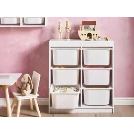 Beliani Regal mit 6 Aufbewahrungsboxen TOBIN Weiß