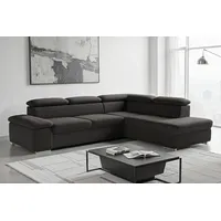 sit&more Ecksofa SIT & MORE "Valentine L-Form, B: 272 cm", schwarz, B:272cm H:73cm T:226cm, 100% Polyester;Luxus-Kunstleder/Struktur (88% Polyester, 12% Polyamid), Sofas, Ecksofa, mit Arm- & Kopfteilverstellung, optional mit Bettfunktion, Topseller