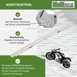 Baumarktplus TRUTZHOLM 2 x Alu Auffahrrampe klappbar 307 cm extra lang 900 kg geriffelt Motorradrampen