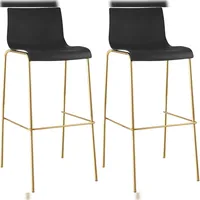 CLP 2er Set Barhocker Hover, Kunststoff, Vierfußgestell Gold schwarz