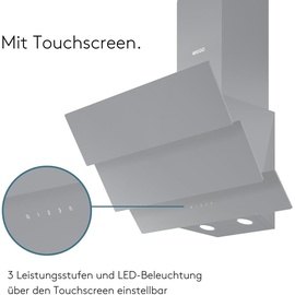 Wiggo B643 Dunstabzugshaube 60cm kopffrei I Abluft Umluft Dunstabzug 615m3/h - Touch-Display 4 Stufen I Energieeffizienzklasse B Schräghaube inkl...