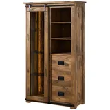 MASSIVMOEBEL24.DE Vitrine Mango 100 x 45 x 175 cm Natur