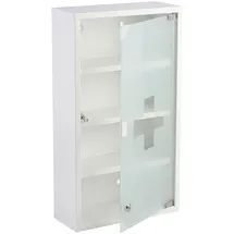 Karat Medizinschrank Allen Abschließbarer Arzneischrank mit Glastür Weiß 60 x 30 cm 4 Fächer