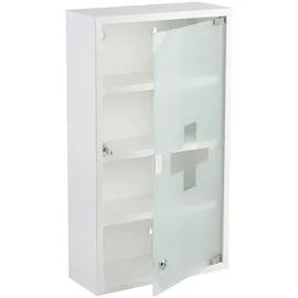 Karat Medizinschrank Allen Abschließbarer Arzneischrank mit Glastür Weiß 60 x 30 cm 4 Fächer
