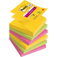 Post-it Super Sticky Z-Notes Haftnotizen 76 x 76 mm Grün, Gelb, Rosa Rechteckig Blanko 90 Blatt Vorteilspackung 4 à 2