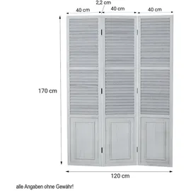 Homestyle4u Paravent Weiß, Grau 120x170 | Gr.: onesize