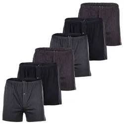 YOURBASICS Herren Jersey-Boxershorts, 6er Pack - Cotton, Eingriff mit Knopf, Muster, Multipack SchwarzMix L