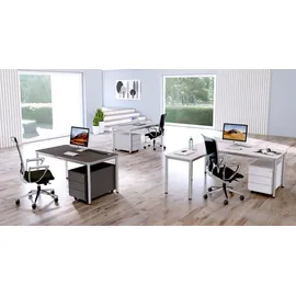 Kerkmann Prime Schreibtisch anthrazit rechteckig, 4-Fuß-Gestell silber 200,0 x 100,0 cm
