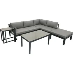 Garden Pleasure Lounge-Eckgruppe MIRANDA, Aluminium Anthrazit / Kissen Olefin (100 % Polypropylen) Grau