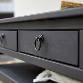 Tikamoon Couchtisch aus Kiefer massiv Thaki black 100 × 60