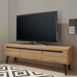 Breites TV Lowboard in Wildeichefarben drei Schubladen
