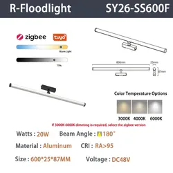 6mm intelligente magnetische Zigbee-Reflektorlichter Schwarz Tyč 20W