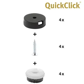 QuickClick Wagner QuickClick® Filzgleiter Möbelgleiter Stuhlgleiter 4er-Set zum Anschrauben - 4X Basis+Schraube+Gleiteinsatz austauschbar - Wollfilz Ultrasoft - Durchmesser Ø 20 mm - Made in DE - 15808400