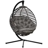 Outsunny Hängesessel mit Gestell für 1 Person, faltbare Hängeschaukel mit weichem Sitzpolstern,faltbar Hängematte den Außenbereich Schaukelsessel Indoor Outdoor,