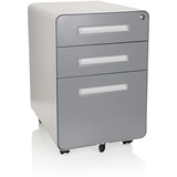 HJH Office Rollcontainer COLOR PLUS I Stahl Weiß/Grau Schubladenschrank mit Rollen, A4 Hängeregister, abschließbar