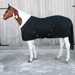 Kentucky Horsewear Turnierdecke 160g mit hellem Fellkragen - schwarz, 160