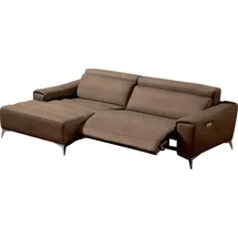 Egoitaliano Ecksofa Suzette, Designsofa mit hohem Sitzkomfort, mit Recamiere, inkl. 1 elektronischen Relaxfunktion, L-Form grau
