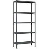 Proregal Wohnregal Living Koala Metal mit 5 Fachböden HxBxT 180 x 80 x 30 cm Fachlast 150 kg Anthrazit/Anthrazit