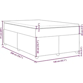 vidaXL Boxspringbett mit Matratze Dunkelbraun 140x200 cm Stoff