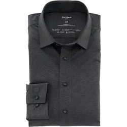 Langarmhemd OLYMP "Luxor 24/Seven modern fit Jerseyshirt", Herren, Gr. 39, N-Gr, grau (anthrazit), Jersey, Obermaterial: 92% Baumwolle, 8% Elasthan, casual, Langarm, Hemden, mit geruchshemmenden Materialeigenschaften