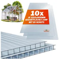 Gardebruk Hohlkammerplatte, 10x Doppelstegplatten 6mm Zuschneidbar Polycarbonat Klar 121x60,5cm weiß