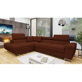 Mirjan24 Ecksofa Cotere Cord, L-Form Eckcouch mit Schlaffunktion und Bettkasten (Farbe: Poso 39, Seite: Links) - Braun