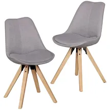 FineBuy Esszimmerstuhl Retro Polyester grau 2er Set