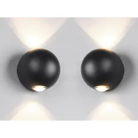 meine wunschleuchte 2er SET kleine LED Außenwandleuchten, Up and Down Außenleuchten Schwarz Ø 10cm