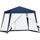 Gartenpavillon Pavillon Festzelt Partyzelt wetterfest Zelt mit Moskitonetz Metall + Polyester Blau 3 x 3 m - Outsunny