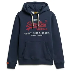 Superdry Herren Hoodie - Vl Heritage Relaxed Hood , Logo, einfarbig Dunkelblau S