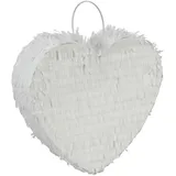 Relaxdays Pinata Herzform 24 cm x 25 cm x 7,5 cm Weiß