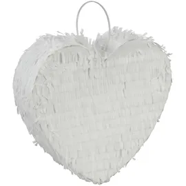 Relaxdays Pinata Herzform 24 cm x 25 cm x 7,5 cm Weiß