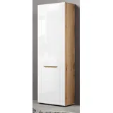 Furn.Design Garderobenschrank Fargas (Schuhschrank in weiß Hochglanz und Eiche, 65 x 203 cm) variable Inneneinteilung, bis zu 6 Fächer weiß
