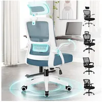 Luxuskollektion Ergonomischer Bürostuhl Lordosenstütze Kopfstütze Armlehne Himmelblau