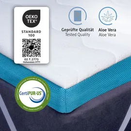Komfortec Gel Topper 140x200 cm H3/H4, Matratzentopper für Boxspringbett, Oeko-TEX Zertifiziert, 7,5 cm Höhe, Aloe Vera Bezug