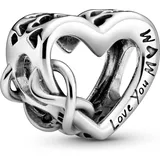 Pandora 798825C00 Silber Bead-Charm „Love You Mum“ Unendlichkeits-Herz
