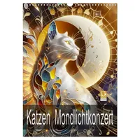 Calvendo Katzen Mondlichtkonzert (Wandkalender 2026 DIN A3 hoch), CALVENDO