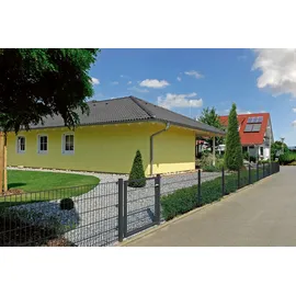 GAH Alberts Doppelstabmattenzaun Set 1400 x 80 cm 16-tlg. anthrazit